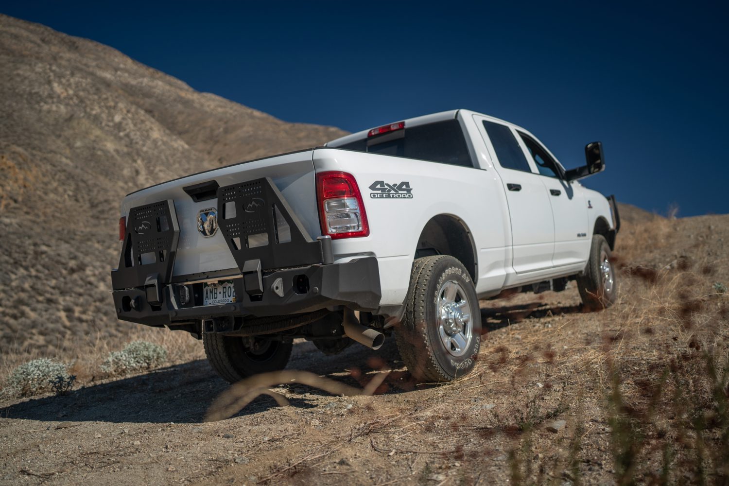 Ram 2500 with steel aftermarket rear bumper from Expedition One