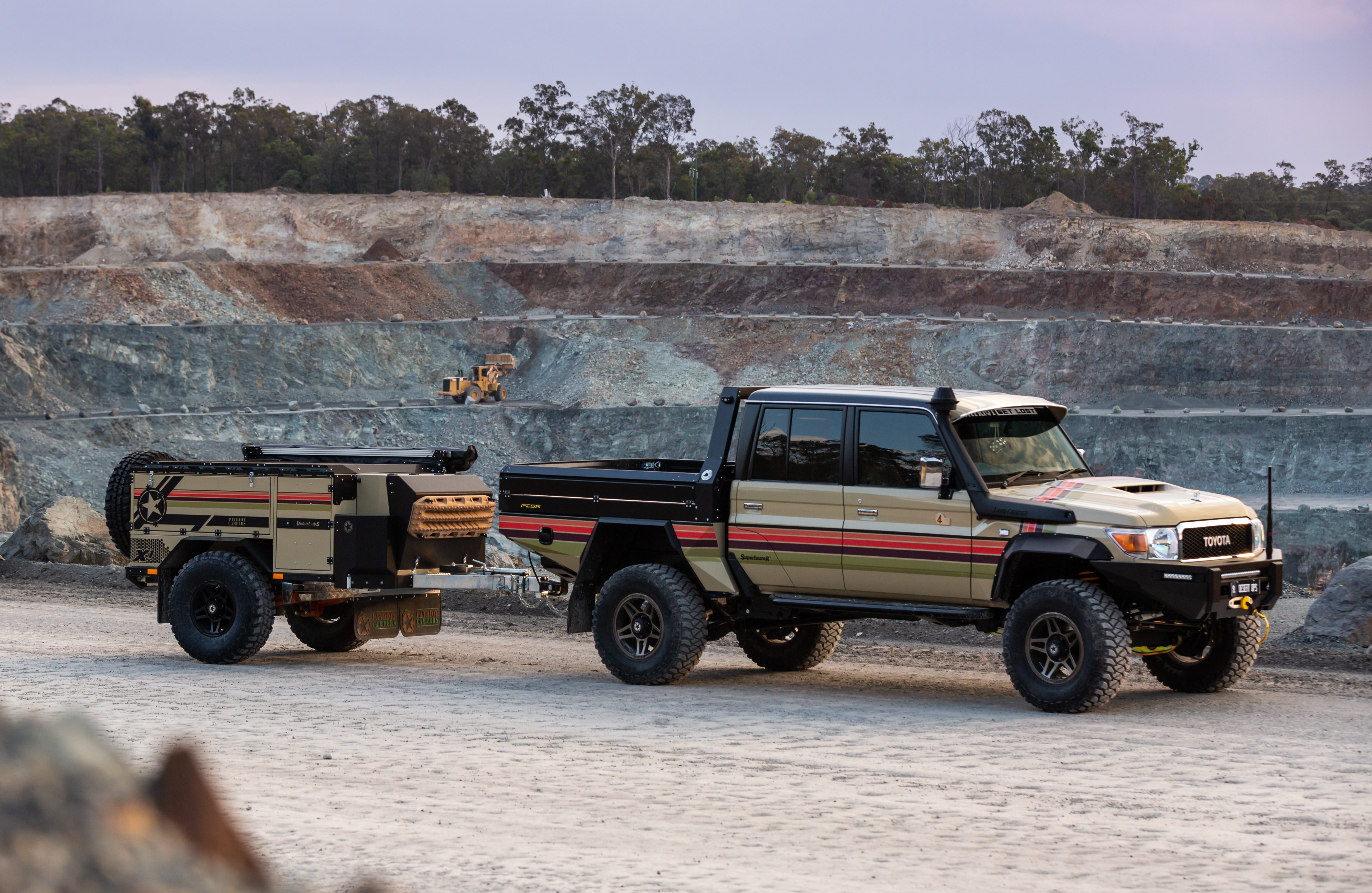 Desert Ops Patriot Camper with Land Cruiser