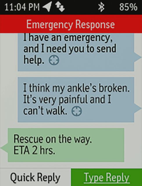 SOS message using in reach explorer SOS button