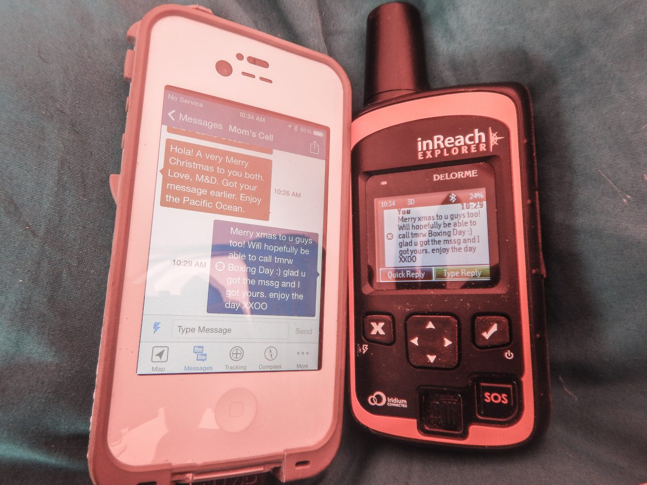 sending messages via the Earthmate App on a smartphone