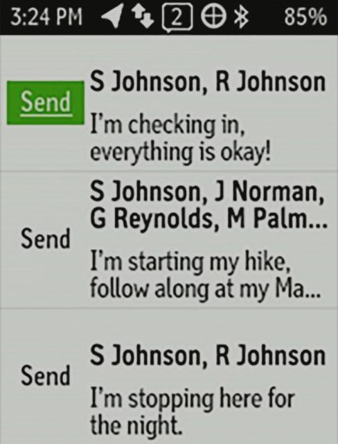 pre-set messages in reach garmin