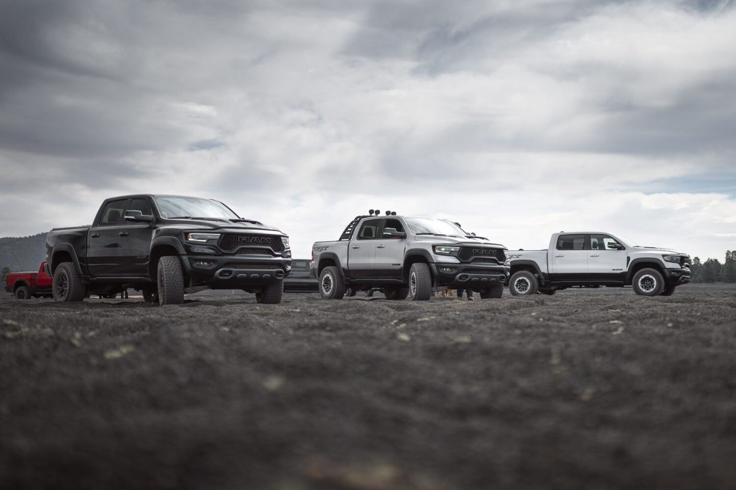 Ram TRX lineup on cinders